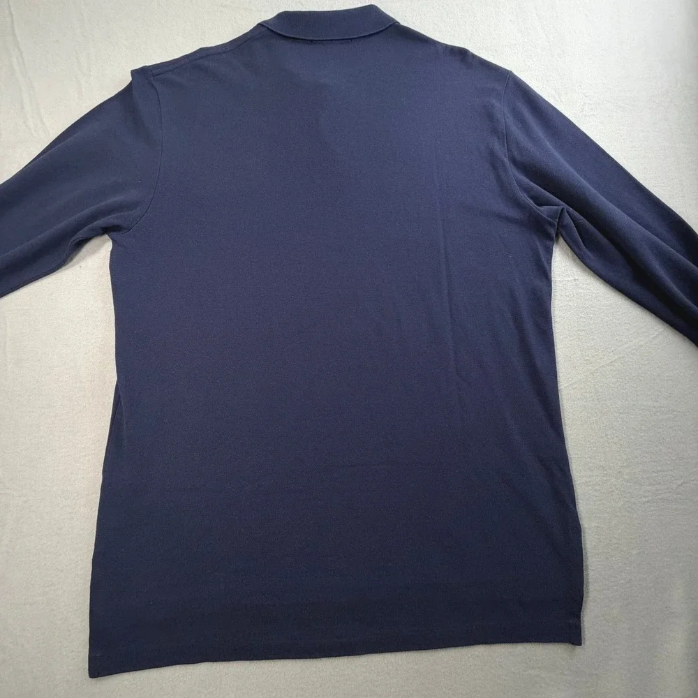 Polo Ralph Lauren Men's Navy Blue Polo Shirt Sz L Long Sleeve Pique Cotton